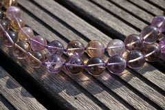 Natural Ametrine quartz (Brazil) 10-16mm graduate round beads (ETB00720)