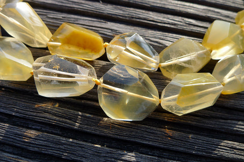 Yellow Hematoid Quartz 14-20mm faceted beads (ETB00709)