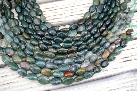 Blood Stone oval shape beads (ETB01754) Unique jewelry/Vintage jewelry/Gemstone necklace