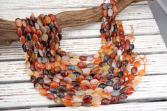 Carnelian oval shape beads 8-12mm (ETB01753) Healing crystal/Reiki healing/Healing necklace