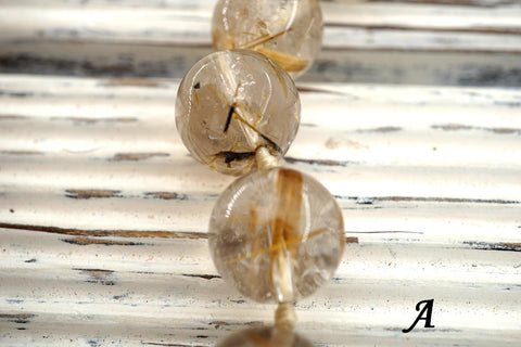 Rutilated Quartz 15-17mm round beads (ETB00452)