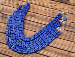 Matte Lapis Lazuli 8.5-10.5mm cube beads (amazing blue colour with gold sparkles) (ETB00865)