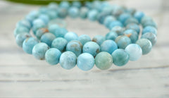 Rare Larimar 6.5-7mm round beads (ETB01027)