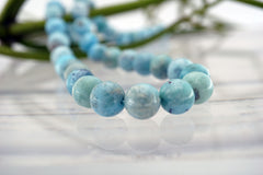 Rare Larimar 9-10.5mm round beads (ETB01028)