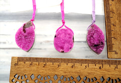 RARE & NATURAL Cobalto Calcite Pink Druzy freeform pendant (ETP00258)