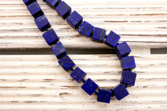Matte Lapis Lazuli 8.5-10mm cubic / cube beads (amazing blue colour with gold sparkles) (ETB00034)