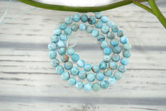 Rare Larimar 6.5-7mm round beads (ETB01027)