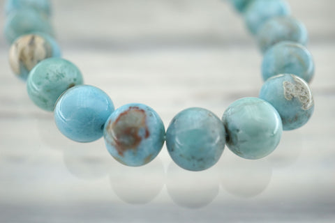 Rare Larimar 8-9mm round beads (ETB01029)