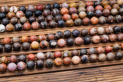 Matte Petrified Rainbow Wood from Arizona 14.5-17mm round beads (ETB00910)