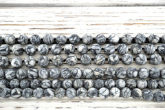 Matte Pinolith 11-12mm round beads (ETB01165)