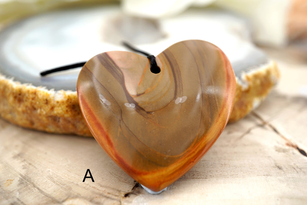 Landscape jasper / Polychrome jasper heart shape pendants (ETP00151)