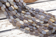 Matte Grey Agate Oval beads (ETB01721) Healing crystal/Reiki healing/Healing necklace