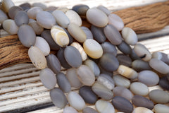 Matte Grey Agate Oval beads (ETB01721) Healing crystal/Reiki healing/Healing necklace