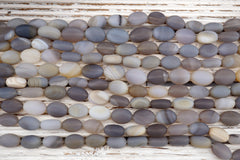 Matte Grey Agate Oval beads (ETB01721) Healing crystal/Reiki healing/Healing necklace