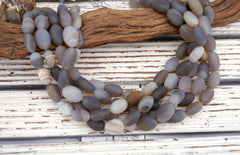 Matte Grey Agate Oval beads (ETB01721) Healing crystal/Reiki healing/Healing necklace