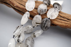 Tourmaline quartz Oval beads  (ETB01723) Healing crystal/Reiki healing/Healing necklace