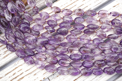 Amethyst Oval beads  (ETB01726) Healing crystal/Reiki healing/Healing necklace