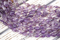 Amethyst Oval beads  (ETB01726) Healing crystal/Reiki healing/Healing necklace