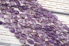 Amethyst Oval beads  (ETB01726) Healing crystal/Reiki healing/Healing necklace