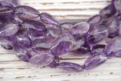Amethyst Oval beads  (ETB01726) Healing crystal/Reiki healing/Healing necklace