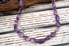 Amethyst Oval beads  (ETB01726) Healing crystal/Reiki healing/Healing necklace