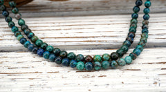 Shattuckite round beads 6-6.5mm (ETB01619) Rare/Unique jewelry/Vintage jewelry/Gemstone necklace