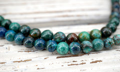 Shattuckite round beads 6-6.5mm (ETB01619) Rare/Unique jewelry/Vintage jewelry/Gemstone necklace