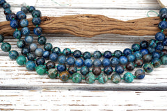 Shattuckite round beads 11.5-12.0mm (ETB01618) Rare/Unique jewelry/Vintage jewelry/Gemstone necklace