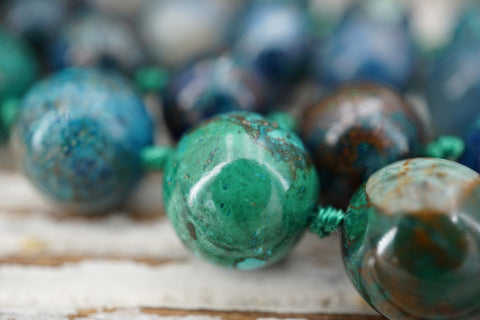Shattuckite round beads 11.5-12.0mm (ETB01618) Rare/Unique jewelry/Vintage jewelry/Gemstone necklace