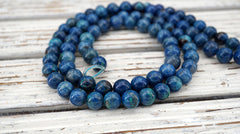 Shattuckite round beads 10-10.5mm (ETB01620) Rare/Unique jewelry/Vintage jewelry/Gemstone necklace
