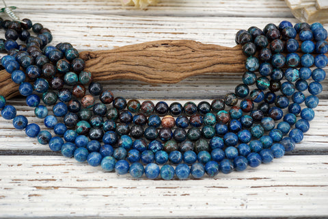 Shattuckite round beads 10-10.5mm (ETB01620) Rare/Unique jewelry/Vintage jewelry/Gemstone necklace