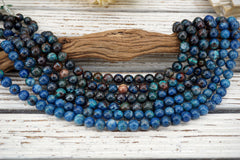 Shattuckite round beads 10-10.5mm (ETB01620) Rare/Unique jewelry/Vintage jewelry/Gemstone necklace