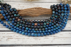 Shattuckite round beads 10-10.5mm (ETB01620) Rare/Unique jewelry/Vintage jewelry/Gemstone necklace