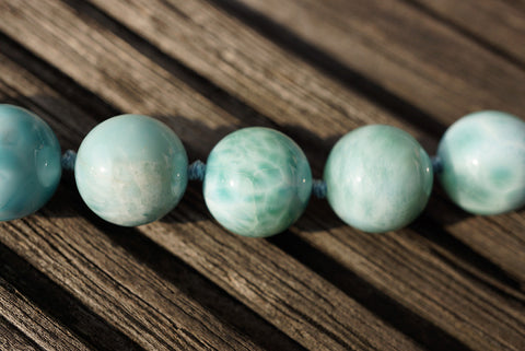 Rare Larimar 12-12.5mm round beads (ETB00800)