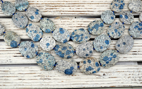 K2 Blue irregular beads 27.1-33.4mm (ETB01622) Rare/Unique jewelry/Vintage jewelry/Gemstone necklace