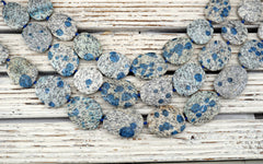 K2 Blue irregular beads 27.1-33.4mm (ETB01622) Rare/Unique jewelry/Vintage jewelry/Gemstone necklace
