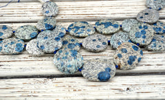 K2 Blue irregular beads 27.1-33.4mm (ETB01622) Rare/Unique jewelry/Vintage jewelry/Gemstone necklace