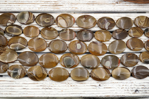 Landscape/ Polychrome jasper oval flat beads 31-34mm (ETB01626) Unique jewelry/Vintage jewelry/Gemstone necklace