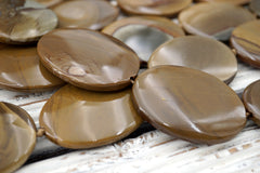 Landscape/ Polychrome jasper oval flat beads 31-34mm (ETB01626) Unique jewelry/Vintage jewelry/Gemstone necklace