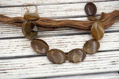 Landscape/ Polychrome jasper oval flat beads 31-34mm (ETB01626) Unique jewelry/Vintage jewelry/Gemstone necklace
