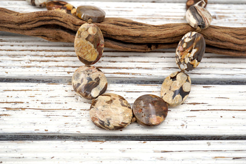 Peanut Wood Fossil freeform beads (ETB01624) Australian/Designer Jewelry/Unique jewelry/Vintage jewelry