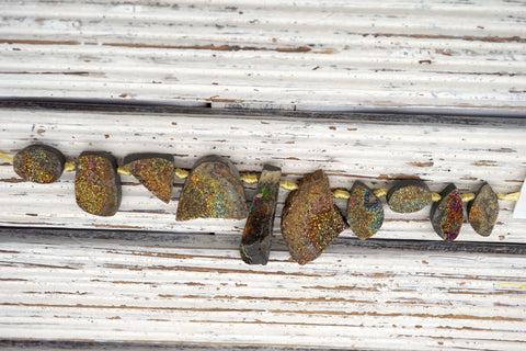 Rainbow Pyrite freeform beads  (ETB01627) Rare gemstones/exotic Russian/Unique jewelry/Vintage jewelry/Gemstone necklace