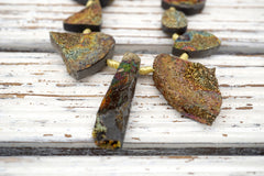 Rainbow Pyrite freeform beads  (ETB01627) Rare gemstones/exotic Russian/Unique jewelry/Vintage jewelry/Gemstone necklace