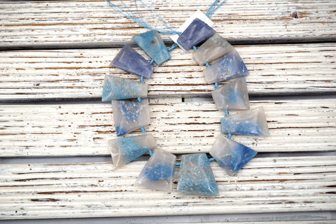 Triolite Lesiolite trapezoid beads (ETB01643) Unique jewelry/Vintage jewelry/Gemstone necklace