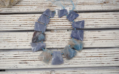 Triolite Lesiolite trapezoid beads (ETB01644) Unique jewelry/Vintage jewelry/Gemstone necklace