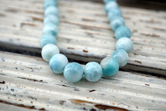 Larimar round beads 7-7.5mm (ETB01653) Rare stone/Unique jewelry/Vintage jewelry/ラリマー