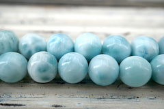 Larimar round beads 7-7.5mm (ETB01653) Rare stone/Unique jewelry/Vintage jewelry/ラリマー