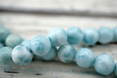 Larimar round beads 7-7.5mm (ETB01653) Rare stone/Unique jewelry/Vintage jewelry/ラリマー