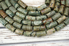 Rainforest Rhyolite Cylinder 15-16mm beads (ETB01665) Unique jewelry/Vintage jewelry/Gemstone necklace