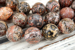 Matte Leopardskin Jasper 15-16mm round beads (ETB00577)